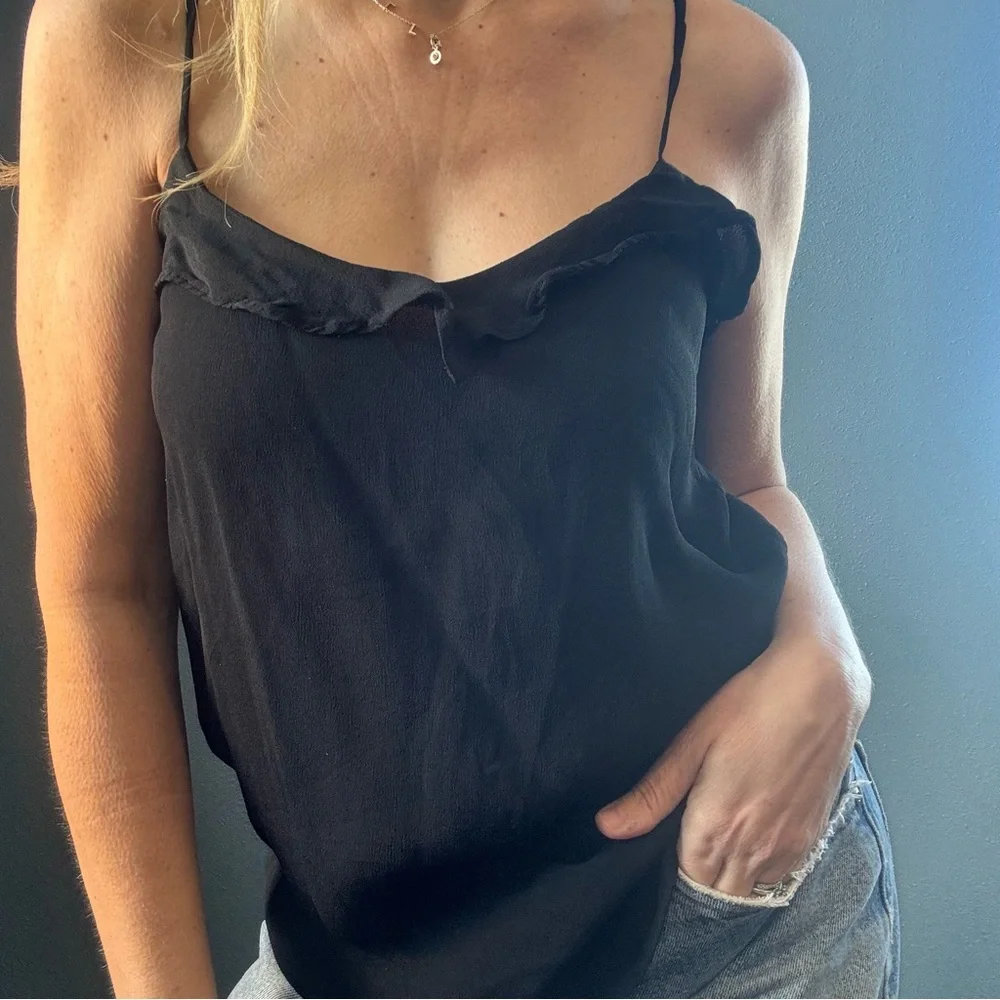 Black Ruffle Cami Top size Medium - Picture 5 of 9
